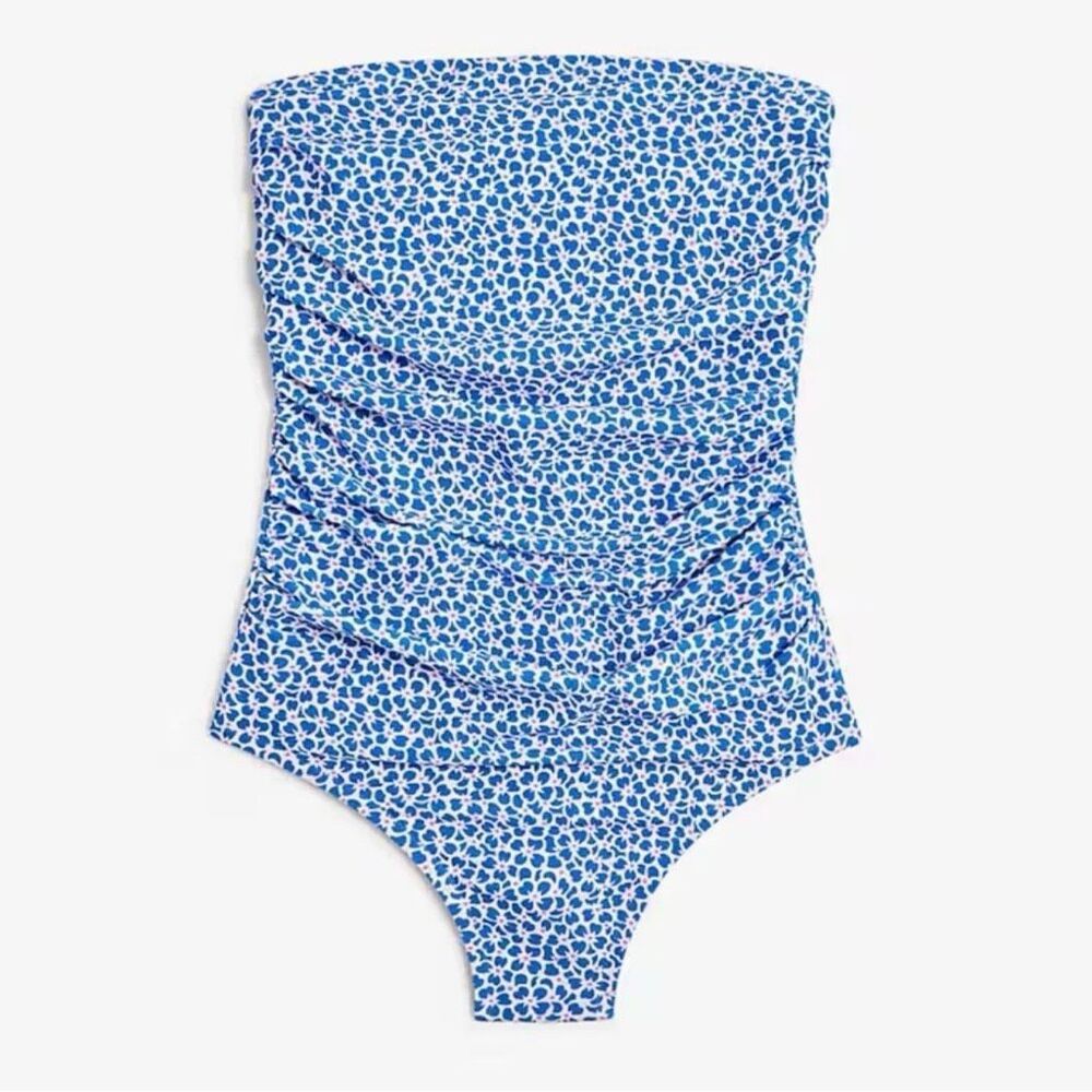 J Crew Strapless One-Piece Swimsuit Size Xxl Blue White